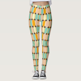 Retro geometric pattern with vertical ovals leggings