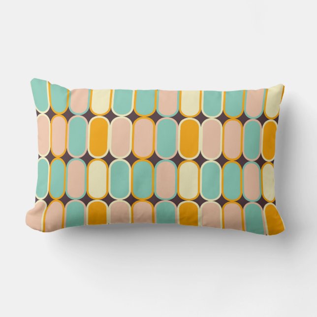Retro geometric pattern with vertical ovals lumbarkudde (Framsida)