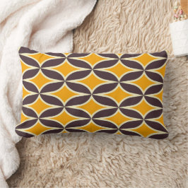 Retro geometric pattern yellow and brown leaf lumbarkudde