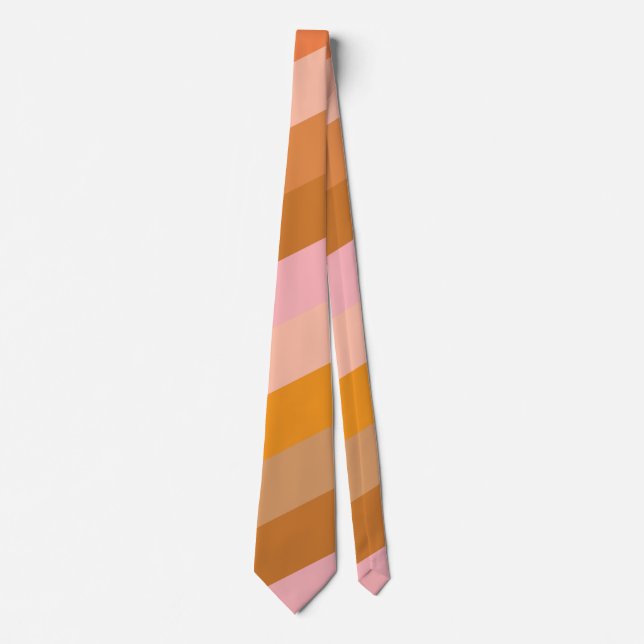 Retro Geometric Pink Orange Stripes Wedding Slips (Framsida)