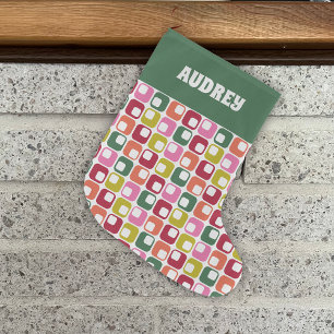 Retro Geometric Print 1970s-Personlig Stor Julstrumpa