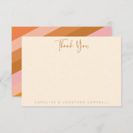 Retro Geometric Rosa and Orange Personlig Tack Kort