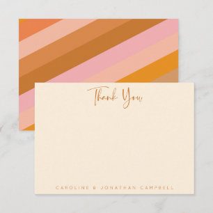 Retro Geometric Rosa and Orange Personlig Tack Kort