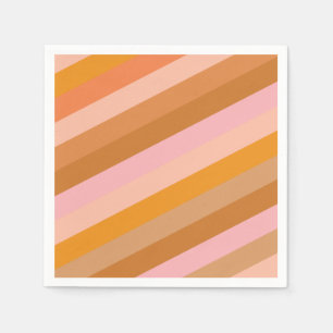 Retro Geometric Rosa Orange Terracotta Rand Pappersservett