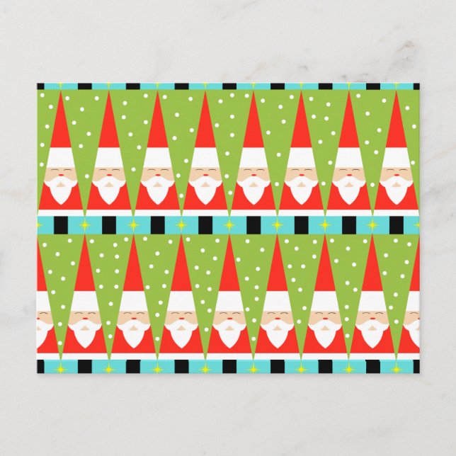 Retro Geometric Santa Postcard Helg Vykort (Framsida)