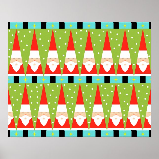 Retro Geometric Santa Poster (Framsidan)