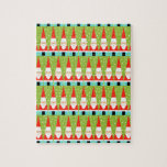 Retro Geometric Santa Puzzle Pussel<br><div class="desc">Hur du än ser på det så är Retro Geometric Santa Puzzle ren helgdag stollig! Det är rader av Santas. Nej, det är rader om Julgranar. Nej, det är rader av Santas formade som Julgranar och rader av fjällande grönt Julgranar med vitt polka dots. Det är kitschy. Den är färglös....</div>