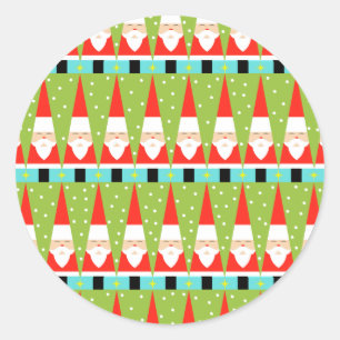Retro Geometric Santa Round Stickers Runt Klistermärke