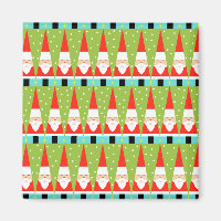 Retro Geometric Santa Square Magnet