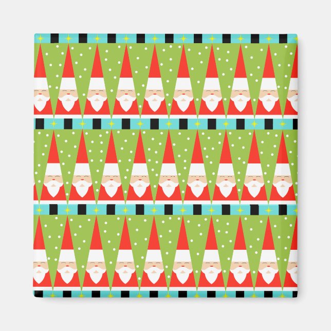 Retro Geometric Santa Square Magnet (Framsidan)