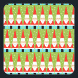 Retro Geometric Santa Square Stickers Fyrkantigt Klistermärke<br><div class="desc">Hur du än ser på det är Retro Geometric Santa Square Stickers ren helgdag stollig! Det är rader av Santas. Nej, det är rader om Julgranar. Nej, det är rader av Santas formade som Julgranar och rader av fjällande grönt Julgranar med vitt polka dots. Det är kitschy. Den är färglös....</div>