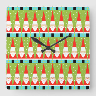 Retro Geometric Santa Square Wall Clock Fyrkantig Klocka