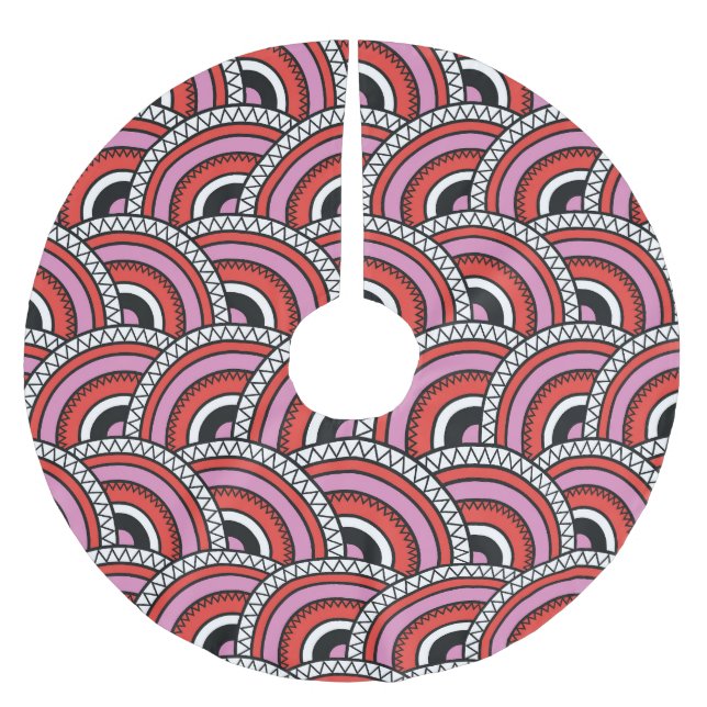 Retro Geometric Seamless Mönster Julgransmatta Borstad Polyester (Framsidan)