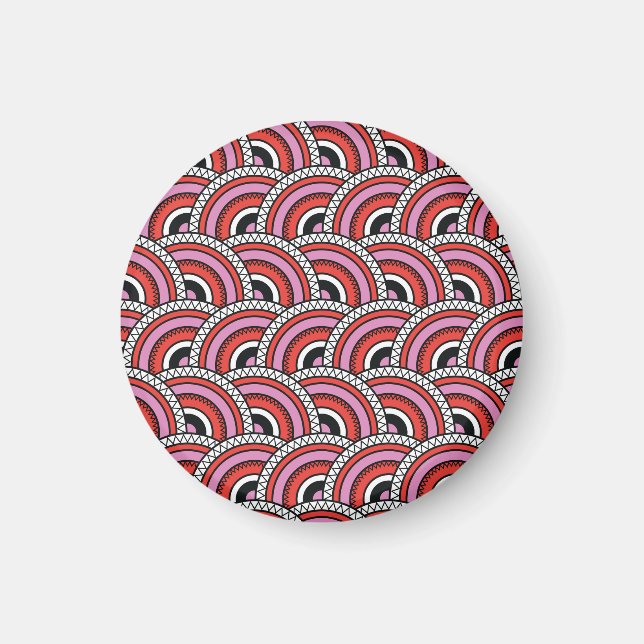 Retro Geometric Seamless Mönster Magnet (Framsidan)