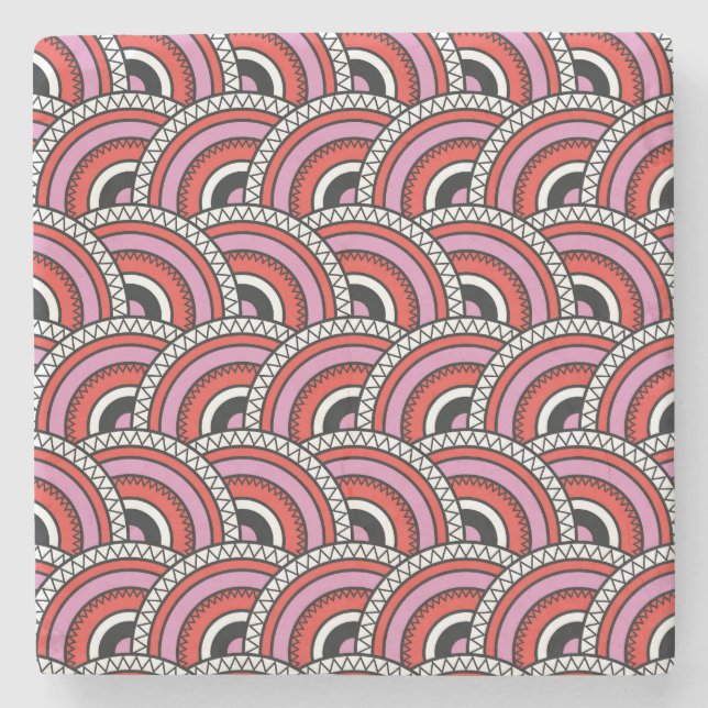 Retro Geometric Seamless Mönster Stenunderlägg (Framsidan)