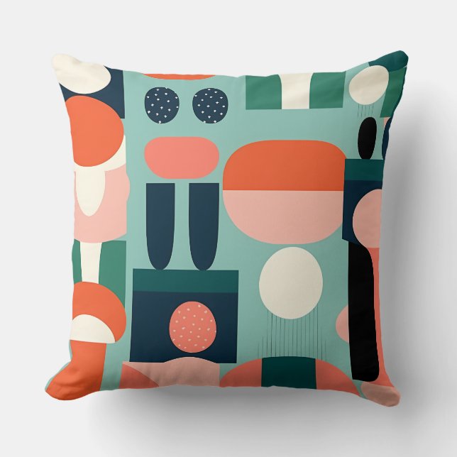 Retro Geometric Semicircle Pillow Kudde (Framsida)