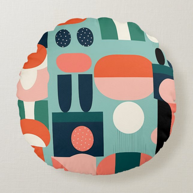 Retro Geometric Semicircle Pillow Rund Kudde (Framsidan)