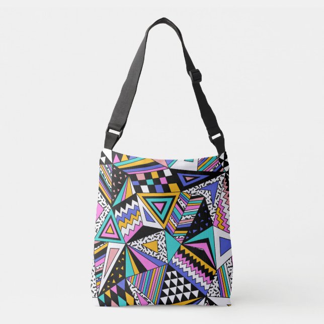 Retro Geometric Shapes: Färg Vintage. Axelväska (Framsida)
