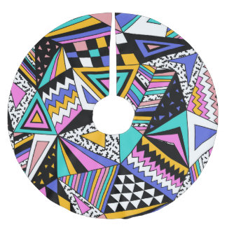 Retro Geometric Shapes: Färg Vintage. Julgransmatta Borstad Polyester