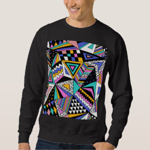 Retro Geometric Shapes: Färg Vintage. Lång Ärmad Tröja