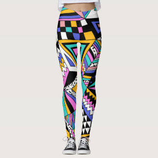 Retro Geometric Shapes: Färg Vintage. Leggings