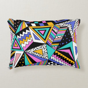 Retro Geometric Shapes: Färg Vintage. Prydnadskudde