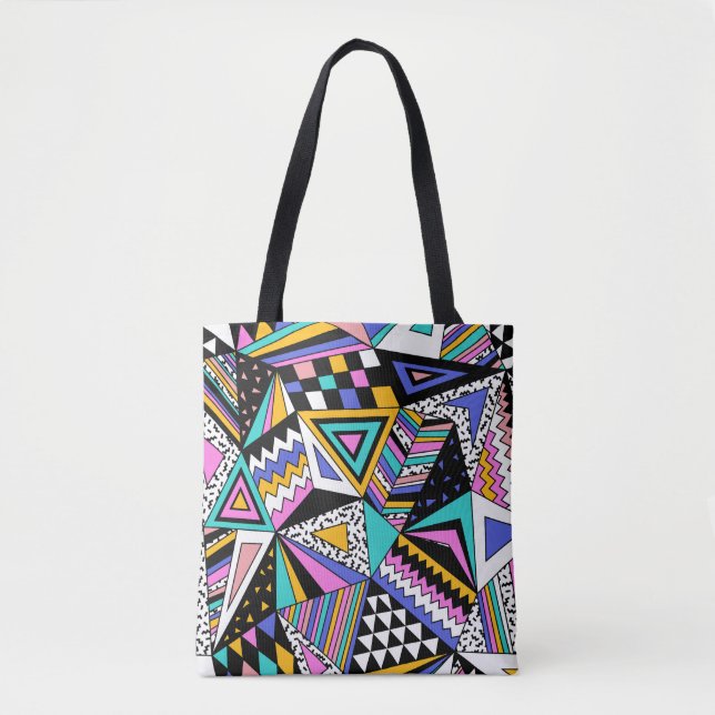 Retro Geometric Shapes: Färg Vintage. Tygkasse (Framsida)