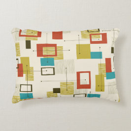 Retro Geometric Shapes Mönster i mitten av århundr Prydnadskudde