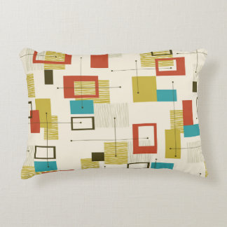 Retro Geometric Shapes Mönster i mitten av århundr Prydnadskudde