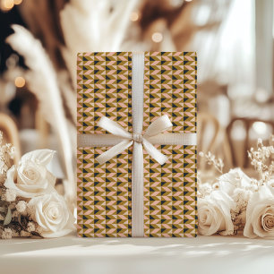 Retro Geometric Shapes Mönster svart Guld Presentpapper