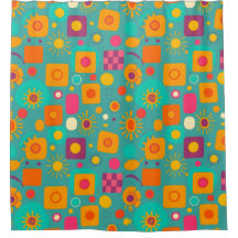 Retro Geometric Shower Curtain - Funky och Roligt