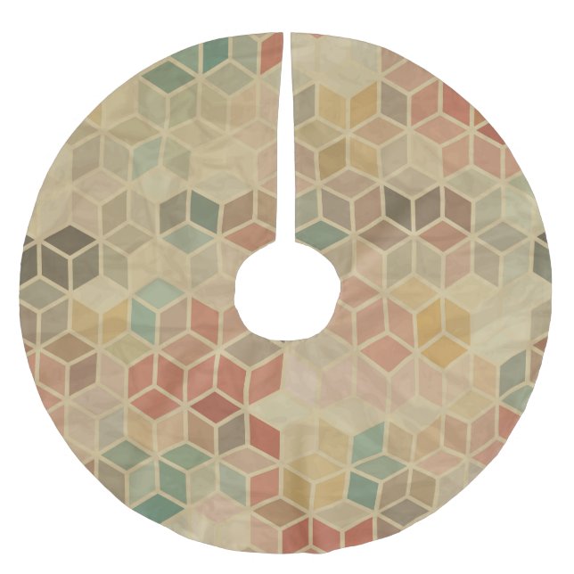Retro Geometric: Sömlös design Julgransmatta Borstad Polyester (Framsidan)