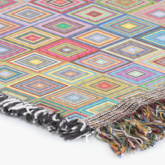 Retro Geometric Square Tile Pattern Filt (Hörn)