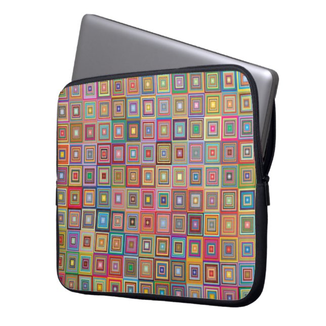 Retro Geometric Square Tile Pattern Laptop Fodral (Framsidan Vänster)