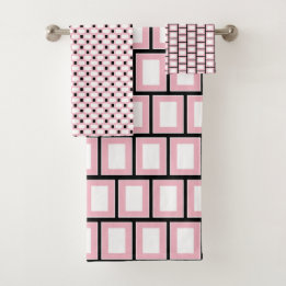 Retro Geometric Square Tiled Rosa White Mönster