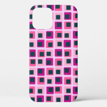 Retro Geometric Squares Rosa
