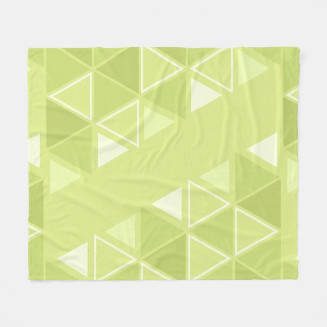 Retro Geometric Triangles Chartreuse Fleecefilt (Framsidan (Horisontell))