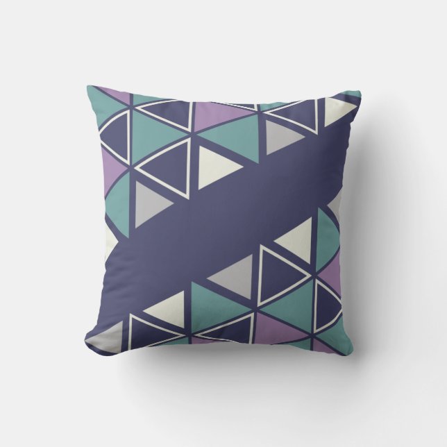 Retro Geometric Triangles Multifärgat Kudde (Framsida)