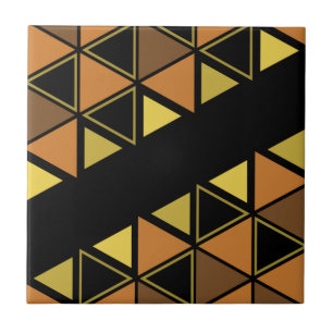 Retro Geometric Triangles-Orangens Gult Kakelplatta