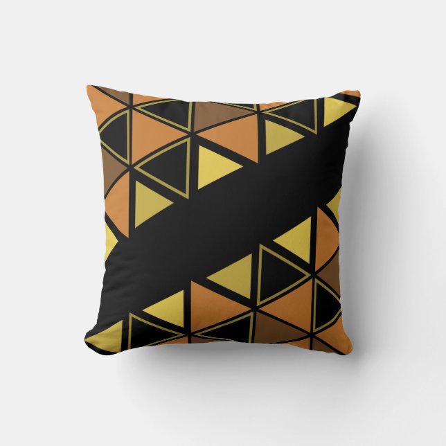 Retro Geometric Triangles-Orangens Gult Kudde (Framsida)