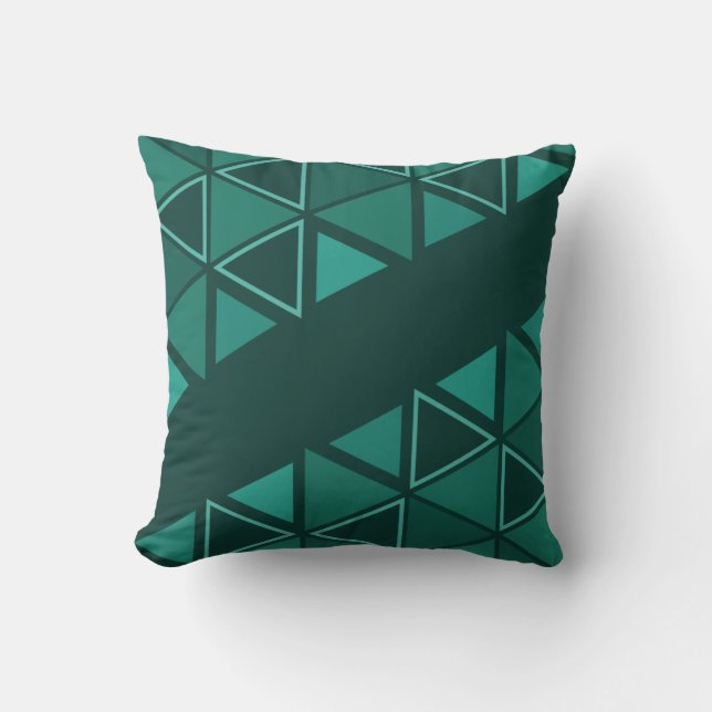 Retro Geometric Triangles Teal Kudde (Framsida)
