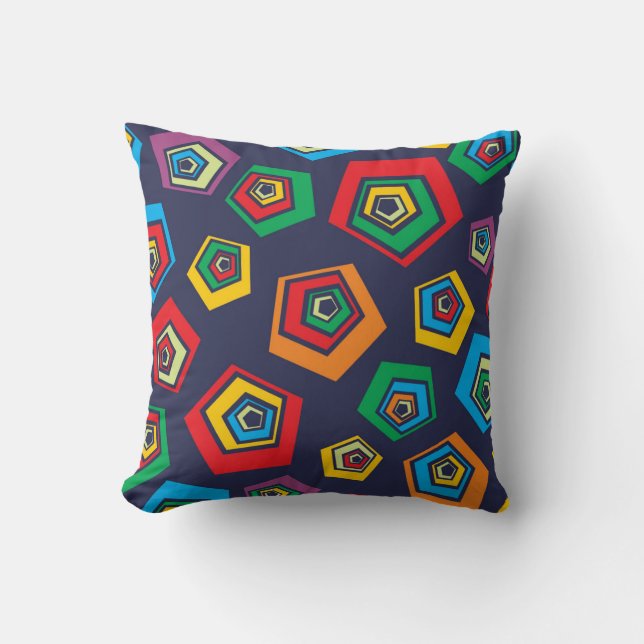 Retro Geometric Vibes Throw Pillow Kudde (Framsida)