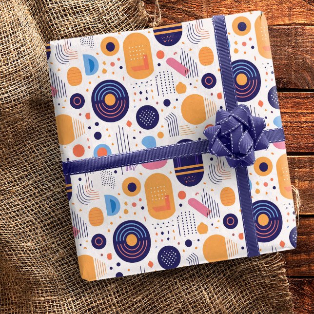 Retro Geometrisk Abstrakt Pat#7 Indigo ID1067 Presentpapper (Skapare uppladdad)