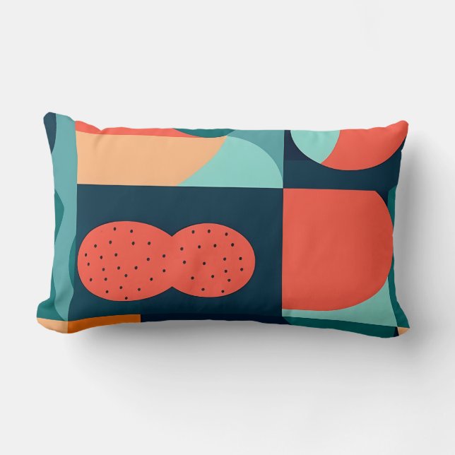 Retro Geometrisk Bauhaus Kudd Lumbarkudde (Framsida)