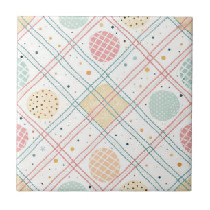 Retro geometrisk cirkel   Mid-Century Abstrakt (2) Kakelplatta