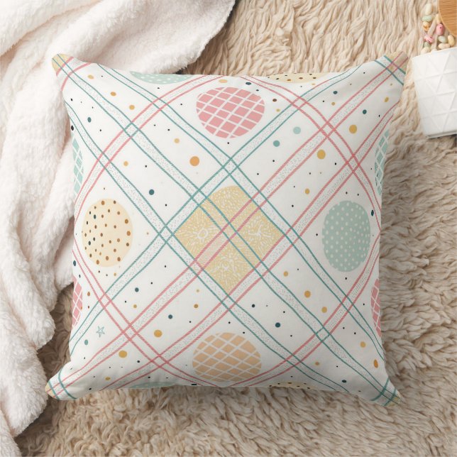Retro geometrisk cirkel | Mid-Century Abstrakt (2) Kudde (Filt)