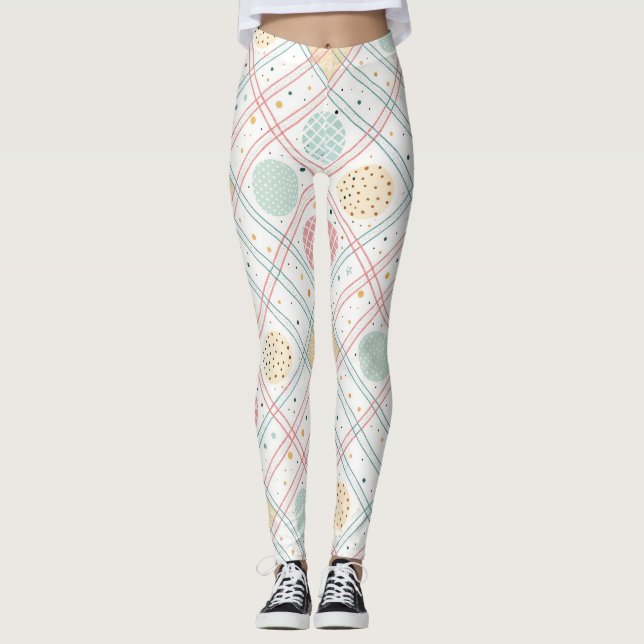 Retro geometrisk cirkel | Mid-Century Abstrakt (2) Leggings (Framsida)