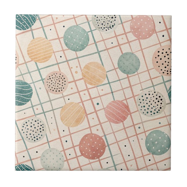 Retro geometrisk cirkel | Mid-Century Abstrakt (3) Kakelplatta (Framsidan)