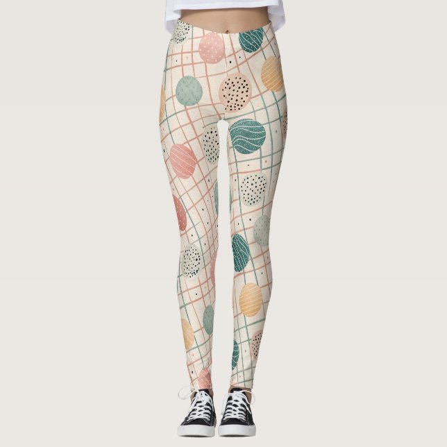Retro geometrisk cirkel | Mid-Century Abstrakt (3) Leggings (Framsida)