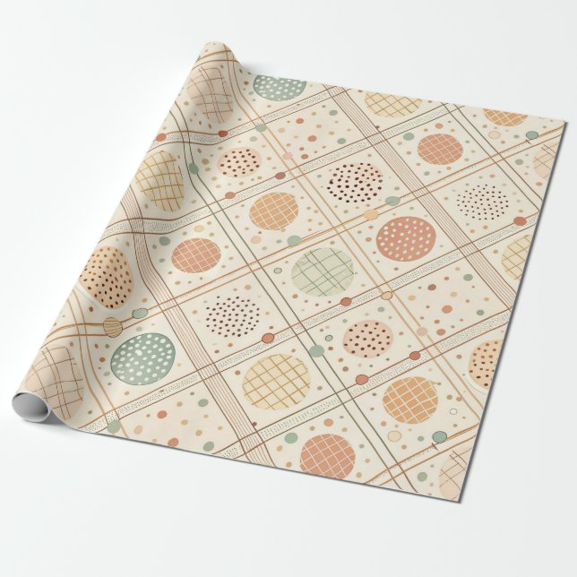 Retro geometrisk cirkel | Mid-century abstrakt Presentpapper (Utrullad)